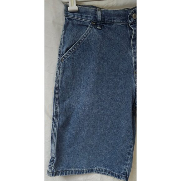 Wrangler Boys 14 Husky Blue Carpenter Jean Denim Jorts Work Utility Shorts 29x11 - Picture 2 of 10
